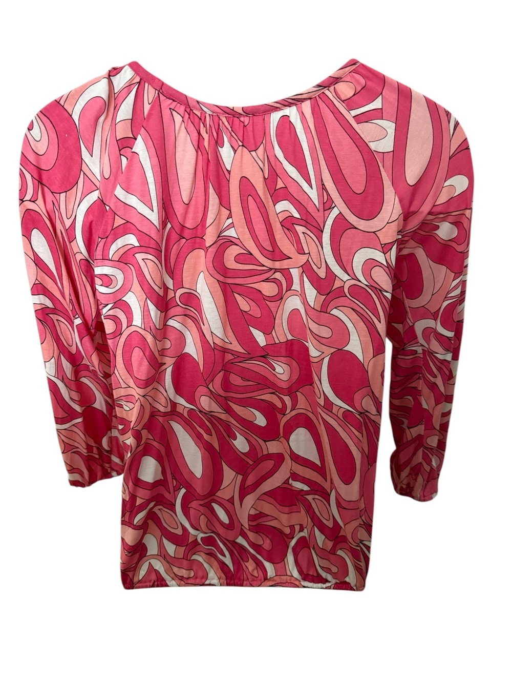 Michael Kors Pink Multi Swirl Print Peasant Blouse Wonen S Small - Picture 2 of 2